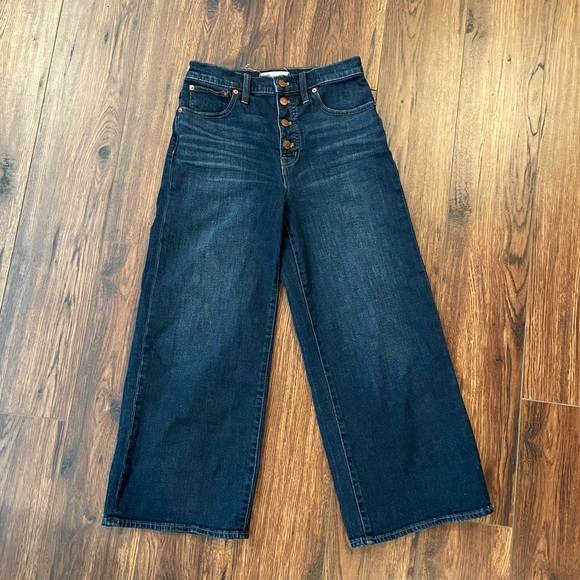 Madewell Button Front Wide Leg Crop Jeans - Picture 4 of 6